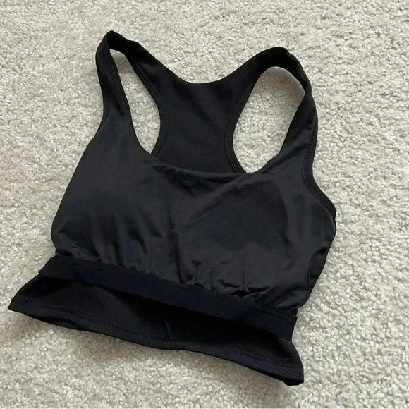 MoveTheory Cropped Sports Bra Black Women Size Medium Removable Pads Active Yoga - Picture 11 of 11